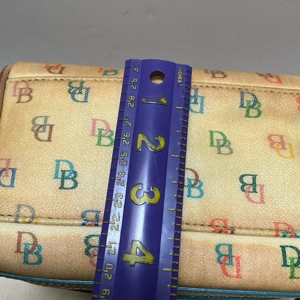 Dooney and Bourke Rainbow Bowler Canvas Y2K Vintage Boston Bag Yellow Mini Dome